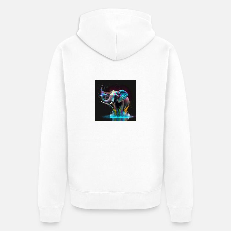 Farbiger Elefant, einzigartiges Design - Unisex Premium Bio Zip Hoodie - Weiß