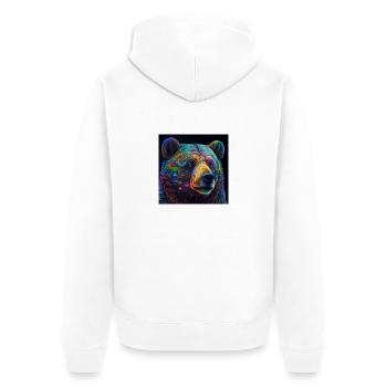 Farbiger Bär, einzigartiges Design - Unisex Premium Bio Zip Hoodie - Weiß - Hinten - Thijin (182cm)