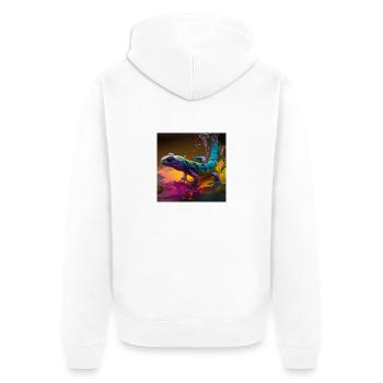 Farbiger Gecko, einzigartiges Design - Unisex Premium Bio Zip Hoodie - Weiß - Hinten - Thijin (182cm)