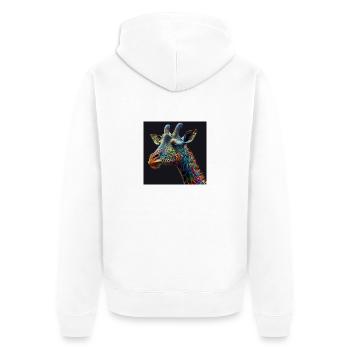 Farbige Giraffe, einzigartiges Design - Unisex Premium Bio Zip Hoodie - Weiß - Hinten - Thijin (182cm)