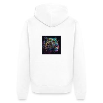 Farbiger Jaguar, einzigartiges Design - Unisex Premium Bio Zip Hoodie - Weiß - Hinten - Thijin (182cm)
