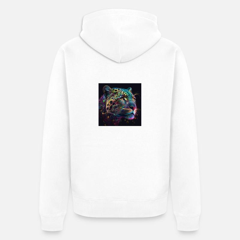 Farbiger Jaguar, einzigartiges Design - Unisex Premium Bio Zip Hoodie - Weiß