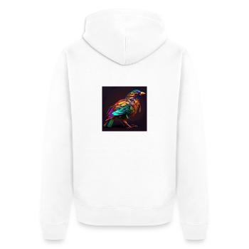 Oiseau coloré, design unique - Veste à capuche bio Premium Unisexe - blanc - Dos - Thijin (182cm)