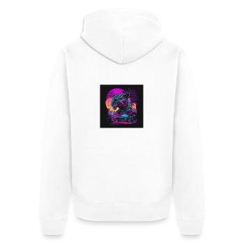 Tiger with neon colors, synthwave / 80s - Unisex Premium Organic Zip Hoodie - white - Back - Thijin (182cm)