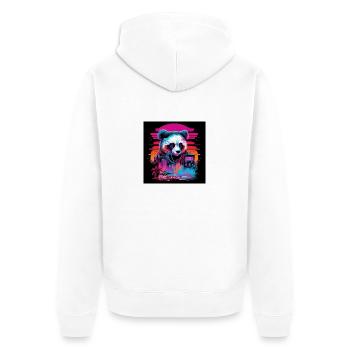 Panda with neon colors, synthwave / 80s - Unisex Premium Organic Zip Hoodie - white - Back - Thijin (182cm)