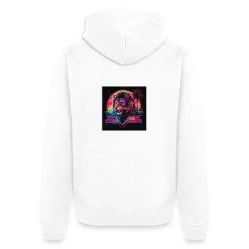 Lion with neon colors, synthwave / 80s - Unisex Premium Organic Zip Hoodie - white - Back - Thijin (182cm)