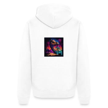 Camel aux couleurs néon, synthwave / 80s - Veste à capuche bio Premium Unisexe - blanc - Dos - Thijin (182cm)