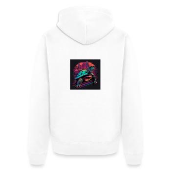 Turtle in neon colors 80s synthwave style - Unisex Premium Organic Zip Hoodie - white - Back - Thijin (182cm)