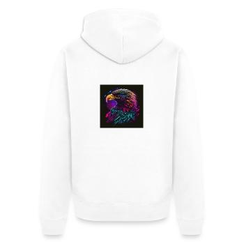 Eagle with neon colors, synthwave / 80s - Unisex Premium Organic Zip Hoodie - white - Back - Thijin (182cm)