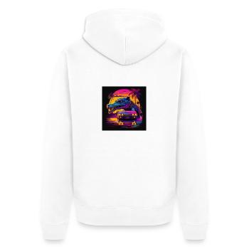 Crocodile with neon colors, synthwave / 80s - Unisex Premium Organic Zip Hoodie - white - Back - Thijin (182cm)
