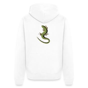 Eidechse - Unisex Premium Bio Zip Hoodie - Weiß - Hinten - Thijin (182cm)