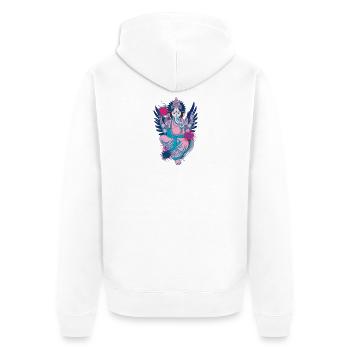 Ganesha dein Glücksgott macht den WEG frei - Unisex Premium Bio Zip Hoodie - Weiß - Hinten - Thijin (182cm)