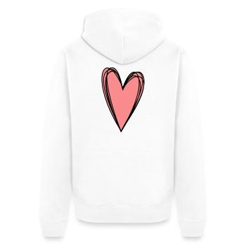 Herz rosa Scribble Doodle Geschenk Liebe - Unisex Premium Bio Zip Hoodie - Weiß - Hinten - Thijin (182cm)