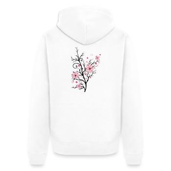 Cherry Tree Cherry Blossoms with Hearts Sakura Spring - Unisex Premium Organic Zip Hoodie - white - Back - Thijin (182cm)