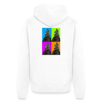 Herkules - Kassel - Unisex Premium Bio Zip Hoodie - Weiß - Hinten - Thijin (182cm)