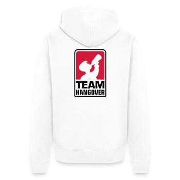 team logo hangover - Unisex Premium Bio Zip Hoodie - Weiß - Hinten - Thijin (182cm)