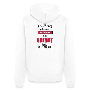 Teenager / Jugendliche / Jugendlicher / Kind - Unisex Premium Bio Zip Hoodie - Weiß - Hinten - Thijin (182cm)
