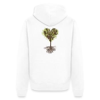 heart-shaped treetop with leaves and root - Unisex Premium Organic Zip Hoodie - white - Back - Thijin (182cm)