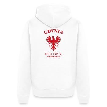 GDYNIA Polen Polska - Unisex Premium Bio Zip Hoodie - Weiß - Hinten - Thijin (182cm)