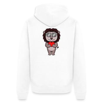Lion avec lunettes de soleil et cœur - Veste à capuche bio Premium Unisexe - blanc - Dos - Thijin (182cm)