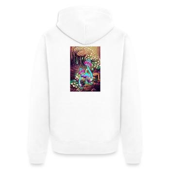 Œuvre d’art Magic Mushroom Landscape - Veste à capuche bio Premium Unisexe - blanc - Dos - Thijin (182cm)