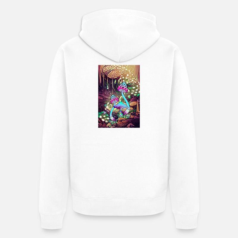 Œuvre d’art Magic Mushroom Landscape - Veste à capuche bio Premium Unisexe - blanc