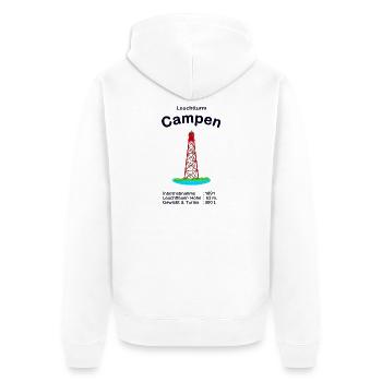 Leuchtturm Campen an der Nordsee Zeichnung - Unisex Premium Bio Zip Hoodie - Weiß - Hinten - Thijin (182cm)