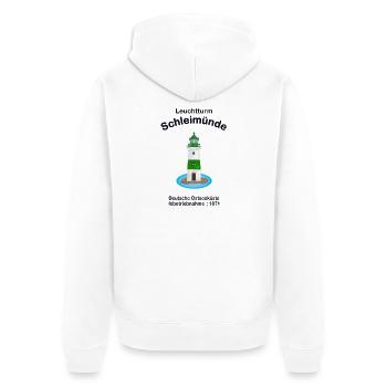 Leuchtturm grün-weiß Schleimünde Ostsee, Zeichnung - Unisex Premium Bio Zip Hoodie - Weiß - Hinten - Thijin (182cm)