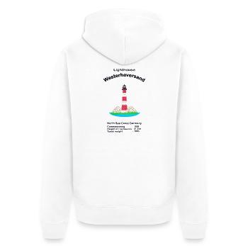 Leuchtturm Westerheversand Nordsee Deutschland - Unisex Premium Bio Zip Hoodie - Weiß - Hinten - Thijin (182cm)