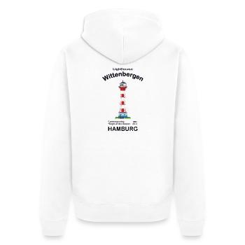 Hamburg Leuchtturm Wittenbergen, Handzeichnung - Unisex Premium Bio Zip Hoodie - Weiß - Hinten - Thijin (182cm)