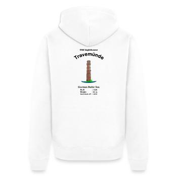 Alter Leuchtturm Travemünde, Ostsee, Deutschland - Unisex Premium Bio Zip Hoodie - Weiß - Hinten - Thijin (182cm)
