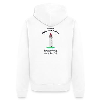 Leuchtturm Dornbusch- Hiddensee, Zeichnung - Unisex Premium Bio Zip Hoodie - Weiß - Hinten - Thijin (182cm)