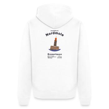 Schiefer Turm von Bremerhaven, Nordmole - Unisex Premium Bio Zip Hoodie - Weiß - Hinten - Thijin (182cm)
