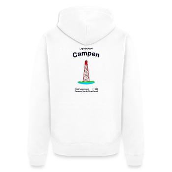 Leuchtturm Campen Nordsee Deutschland, Zeichnung - Unisex Premium Bio Zip Hoodie - Weiß - Hinten - Thijin (182cm)