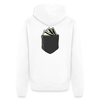 Cash Pocket Money - Unisex Premium Organic Zip Hoodie - white - Back - Thijin (182cm)
