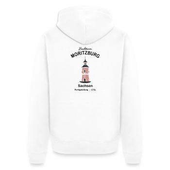 Leuchtturm Moritzburg Sachsen, Zeichnung - Unisex Premium Bio Zip Hoodie - Weiß - Hinten - Thijin (182cm)