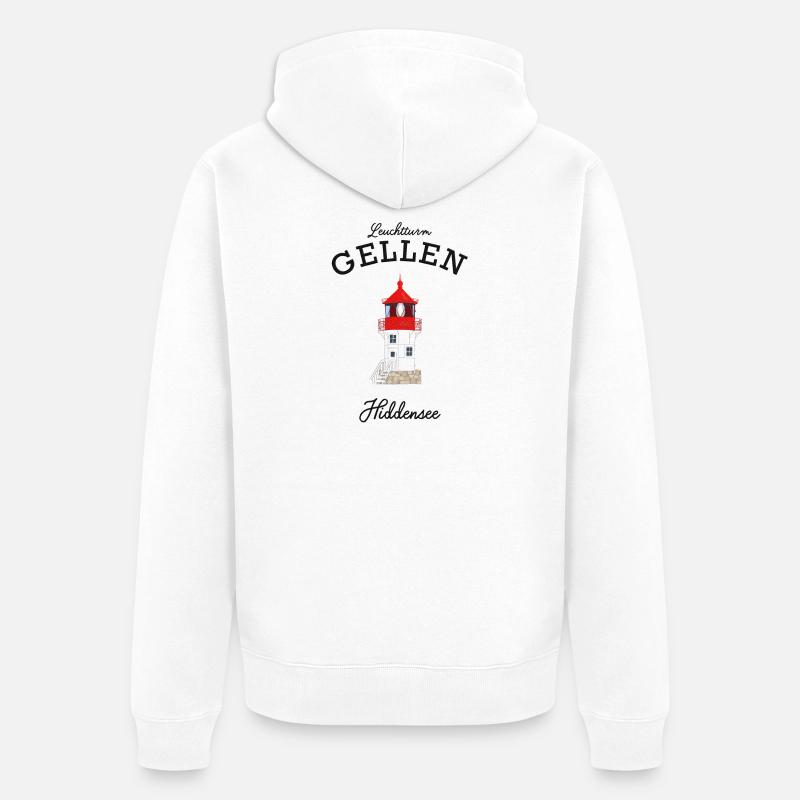 Hiddensee, Phare Gellen, Affiche - Veste à capuche bio Premium Unisexe - blanc