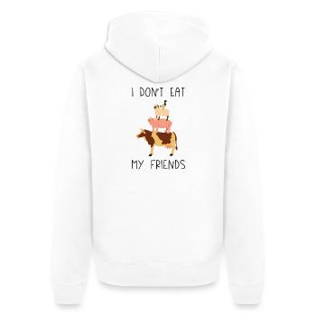 I Don't Eat My Friends - Unisex Premium Organic Zip Hoodie - white - Back - Thijin (182cm)