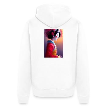 Geisha 8 - Unisex Premium Bio Zip Hoodie - Weiß - Hinten - Thijin (182cm)