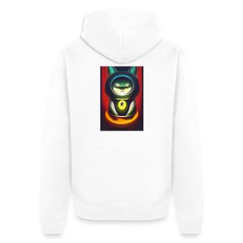 Maneki neko 3 - Unisex Premium Bio Zip Hoodie - Weiß - Hinten - Thijin (182cm)
