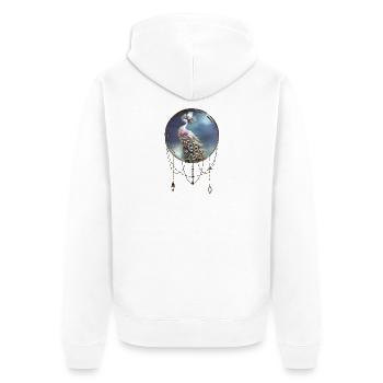 Merveilleux paon élégant - Veste à capuche bio Premium Unisexe - blanc - Dos - Thijin (182cm)