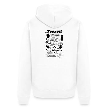 Teezeit ist zu jeder Tageszeit Tee trinken Sprüche - Unisex Premium Bio Zip Hoodie - Weiß - Hinten - Thijin (182cm)