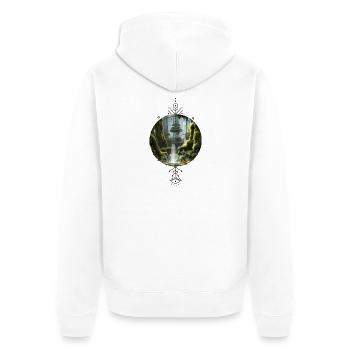 Fantasielandschaft am Morgen. - Unisex Premium Bio Zip Hoodie - Weiß - Hinten - Thijin (182cm)