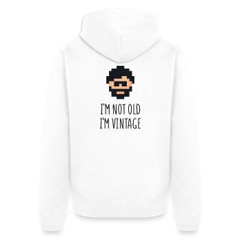 Je ne suis pas vieux je suis vintage - Veste à capuche bio Premium Unisexe - blanc - Dos - Thijin (182cm)