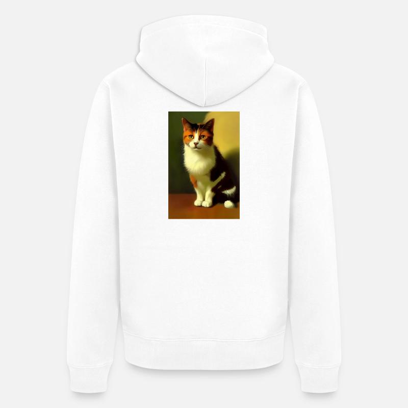 Image du chat - Veste à capuche bio Premium Unisexe - blanc