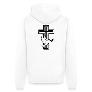 Cross with dove - Unisex Premium Organic Zip Hoodie - white - Back - Thijin (182cm)