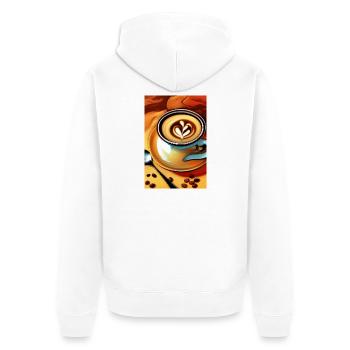 Coffee, coffee beans - Unisex Premium Organic Zip Hoodie - white - Back - Thijin (182cm)