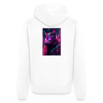 Techno Cat Japon Neon City Art - Veste à capuche bio Premium Unisexe - blanc - Dos - Thijin (182cm)