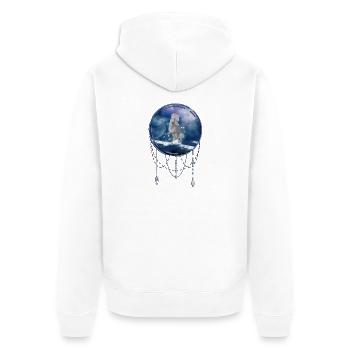The majesty of wolves with fire and water - Unisex Premium Organic Zip Hoodie - white - Back - Thijin (182cm)