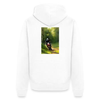 Motocross Riding - Unisex Premium Organic Zip Hoodie - white - Back - Thijin (182cm)